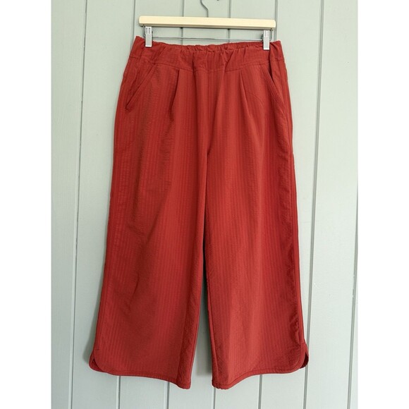 Title Nine Pants M Medium Slaycation Wide Leg Orange Stretch Pull On Elastic - Picture 1 of 6